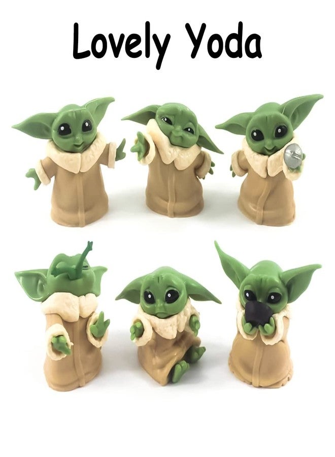 PATPAT® Baby Yoda 6Pcs PVC Baby Yoda Soft Toy 2-2.4 inch Yoda Model Toys for Kids Adult Star Wars Yoda Figures Toy Set Birthday Gift for Kids Cute Desk Decoration for Office Home - Image 2
